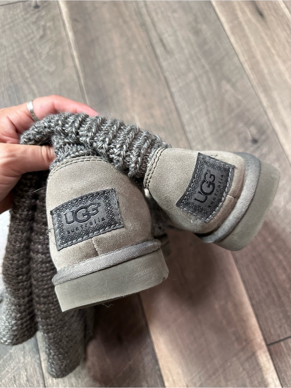 UGG Australia Grey Sweater Button Down Boots - Picture 7 of 8